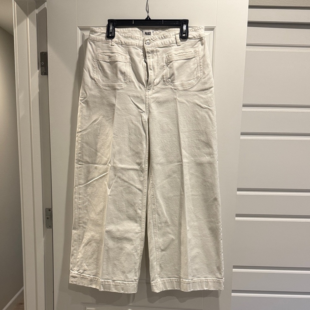 Paige Anessa Wide-Leg Jeans in Light Ecru